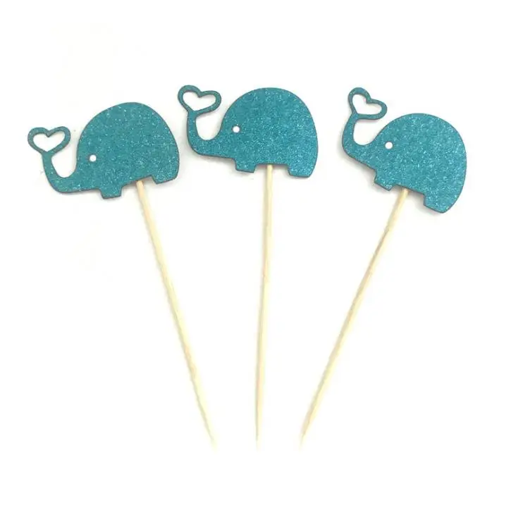 10 шт./партия цвета: золотистый серебристый слон для капкейка-выбирает торт