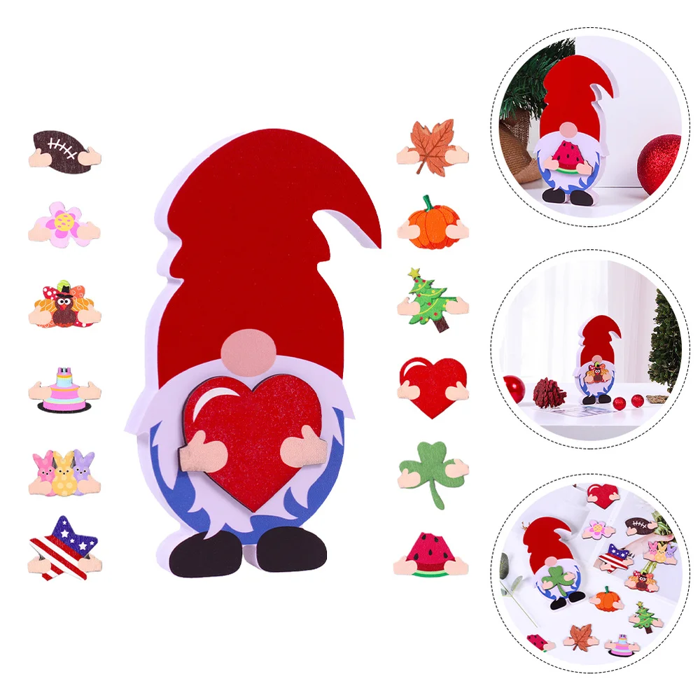 

1Set Wooden Dwarf Doll Adornment Creative Faceless Doll Decor Home Ornament