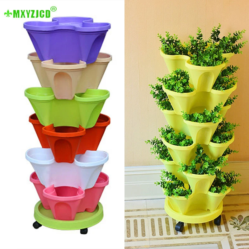 6 шт. многослойный сливной стерео цветочный горшок семейный балкон Овощной дыни