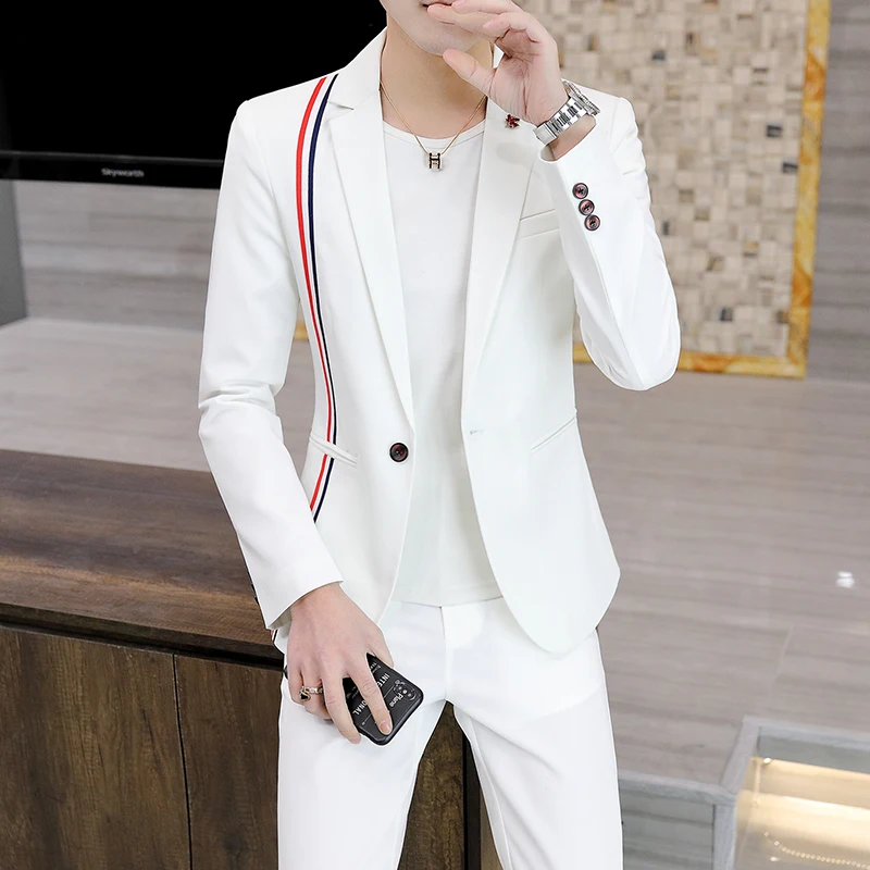 Новый костюм для весны и осени мужской облегающий красивый жениха в британском