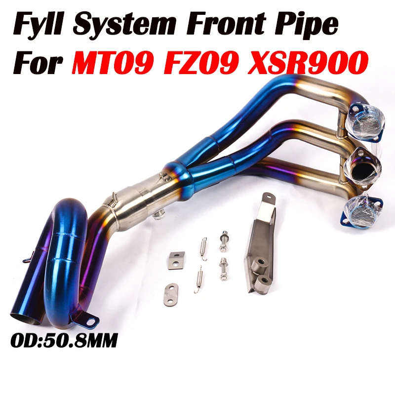 

MT-09 FZ-09 XSR900 Full Exhaust System Link Pipes 304 Stainless Steel 51mm For Yamaha 2014-2018 XSR900 FZ09 MT MT09 Slip on