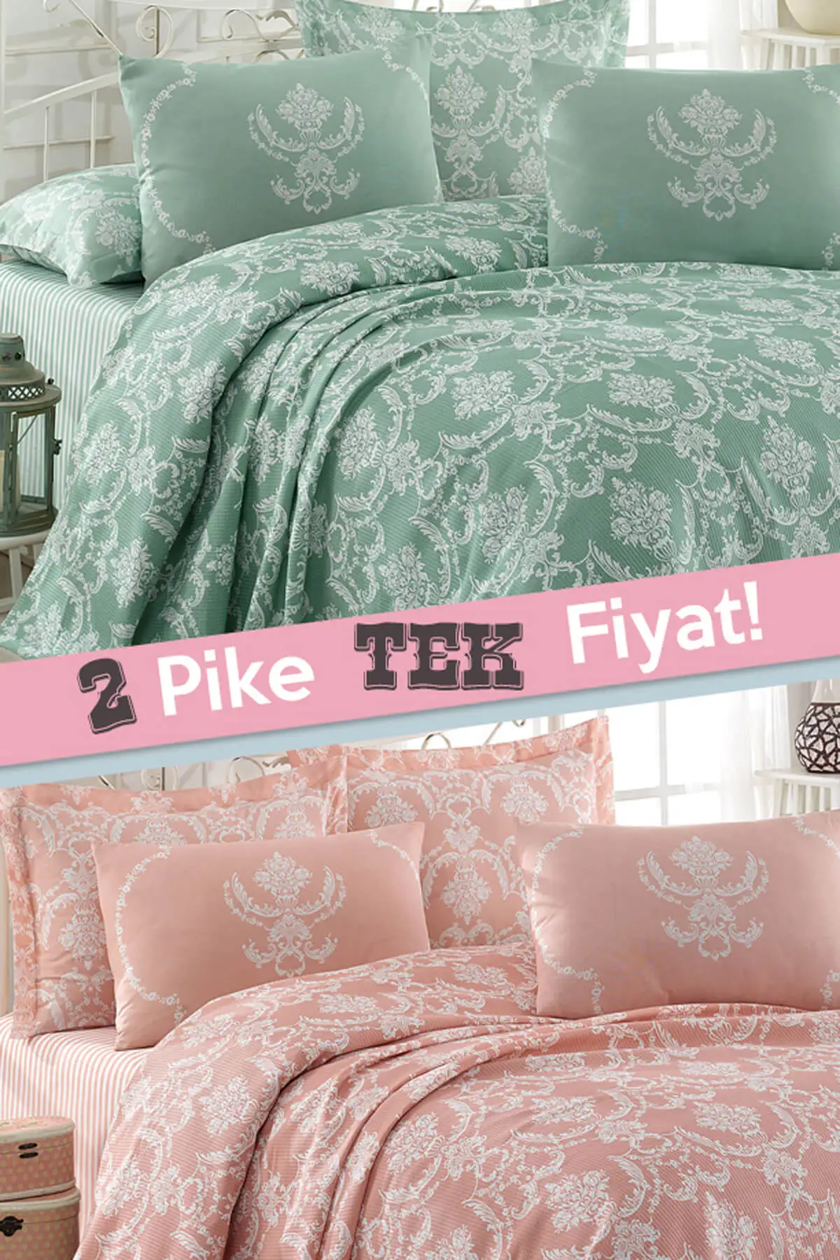 

Double Personality 2li Pike Pure-Pure Green Powder 200x230 Cotton Çarşafsız