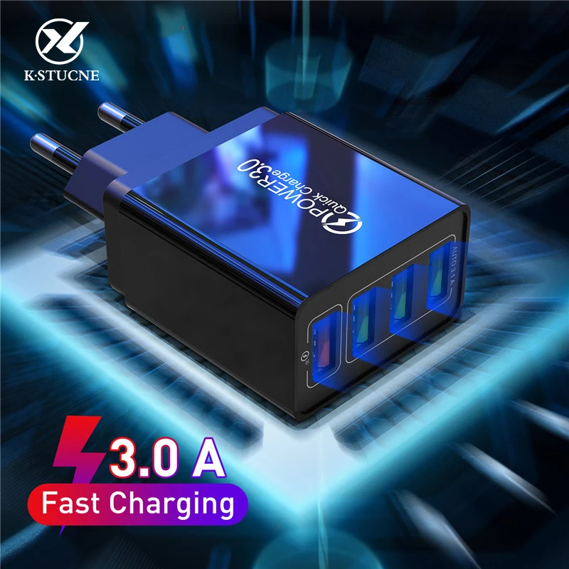 48 Вт быстрое зарядное устройство 3A 4 порта USB QC4.0 QC3.0 для iPhone 11 Pro X Samsung S10 A50 Xiaomi Mi9