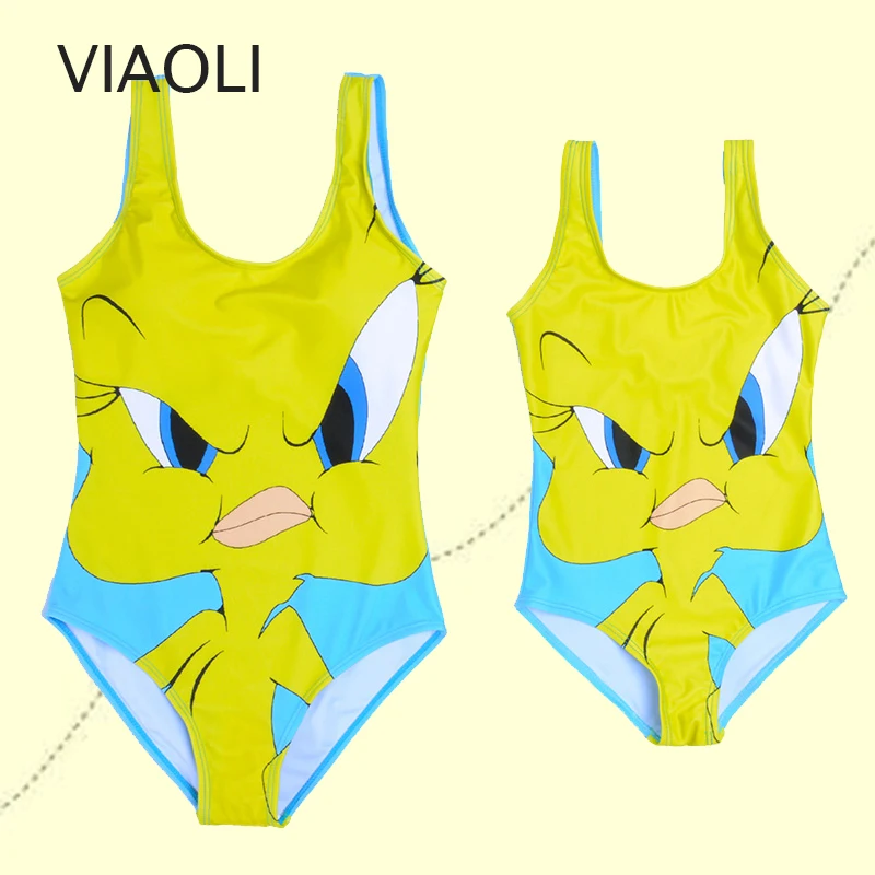 Новый слитный купальник с принтом желтой утки сексуальный высокой талией и