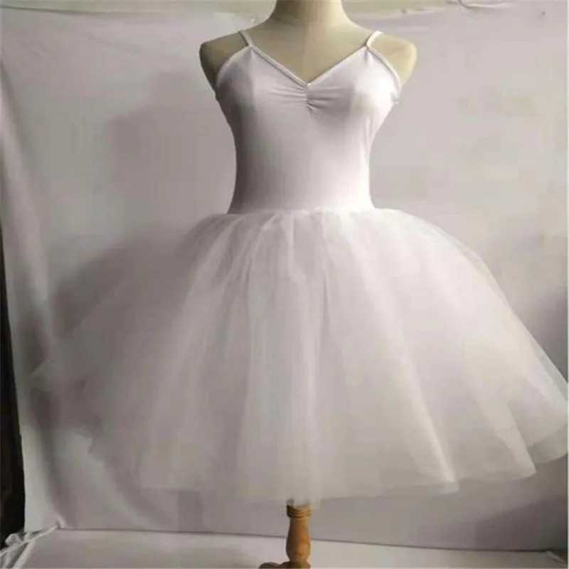 

white Black Swan Ballet Costume For Women Adult Child Sleeveless Backless Professional Long Tutu Gymnastics Leotard For Girls