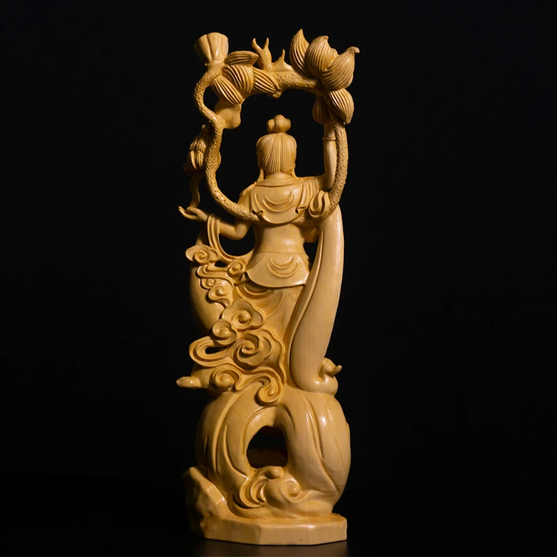 26 см статуя Гуаньинь Бодхисаттва фэн шуй Будда из бокса деревянная поклонение