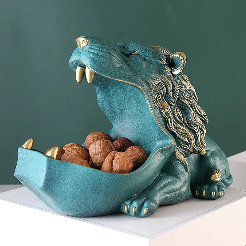 

Lion Statue Storage Box Creative a male lion Figurine Sculpture Key Candy Container Home Room Decor Table Decoration Gift Crafts