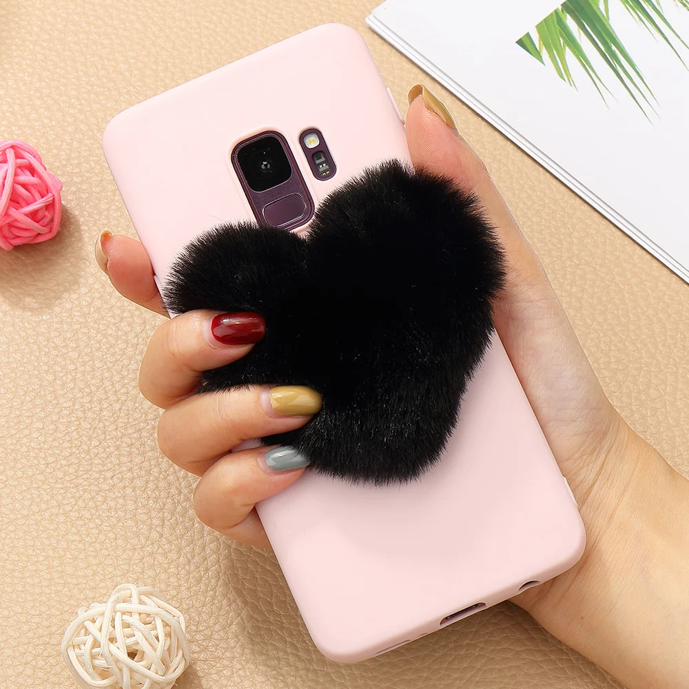 LAPOPNUT милый меховой чехол с сердцем для Samsung Galaxy A71 A51 J4 Plus J6 J5 J3 A7 2018 A8 A6 A5 A3