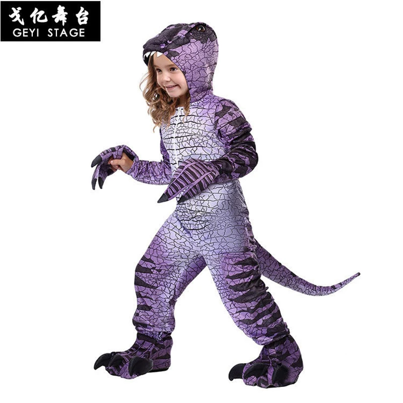 

New purple raptor hot Halloween party cosplay Jurassic costume kidnapper purple beast Tyrannosaurus dinosaur party for child