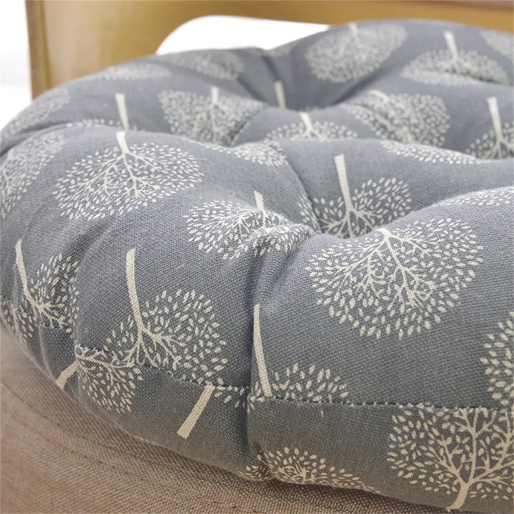 Темно-синяя льняная Подушка для стула с принтом леса круглая хлопковая обивка