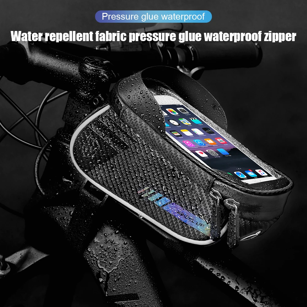 

Touch Screen Bicycle Phone Bag Waterproof Nylon MTB Bike Top Tube Pouch Portable Waterproof Cycling Elements for WHEEL UP