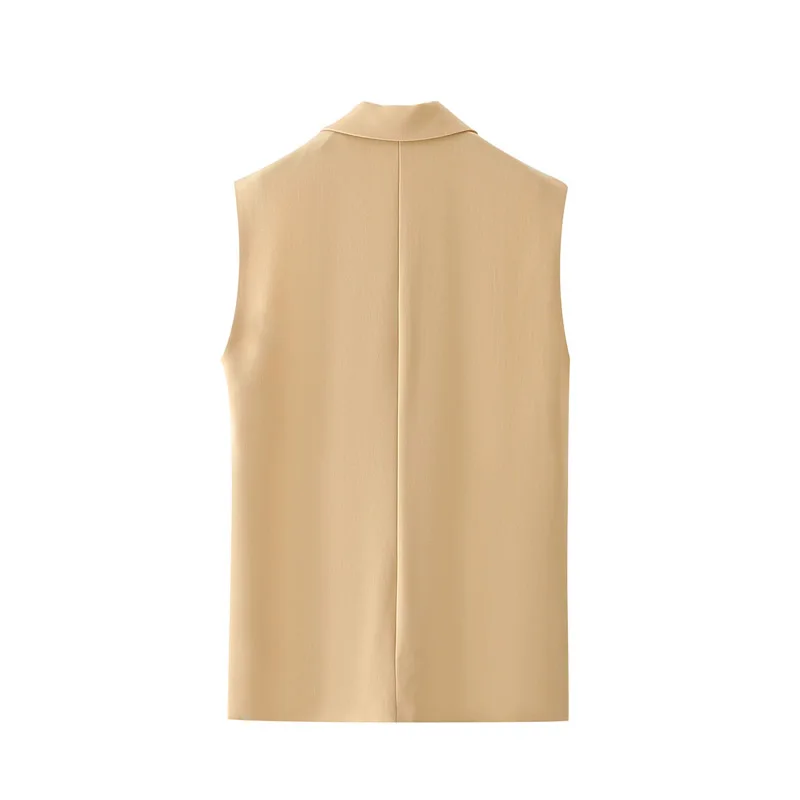 

Spring and autumn women's casual solid color double-breasted pocket decorative vest