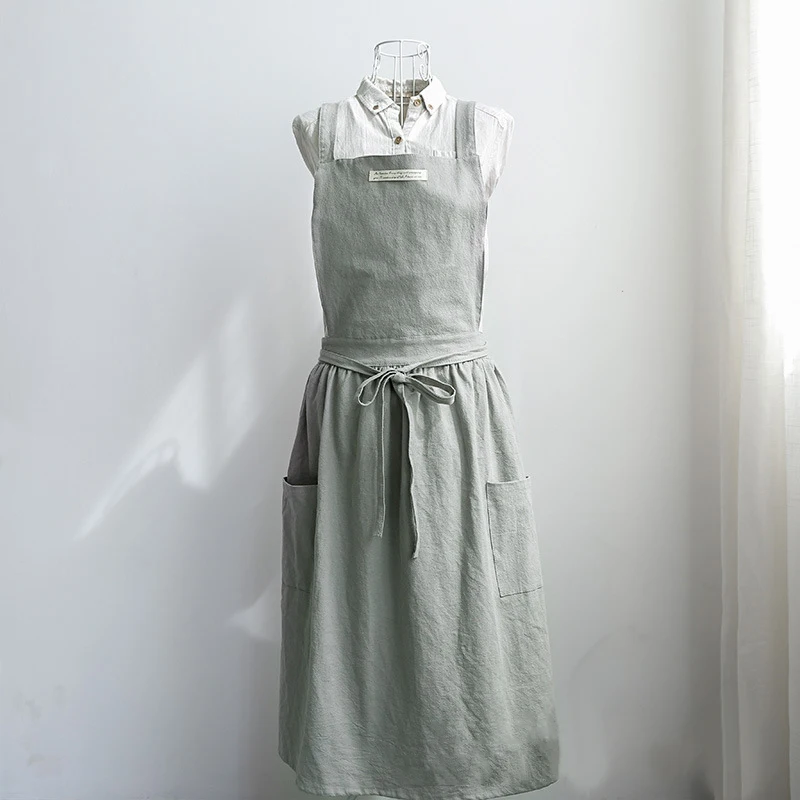 

2021 New Cute Retro Medieval Cotton Linen Cooking Kitchen Aprons For Woman Dress Flower Shop Smock Hairdresser Bib Garden Overal