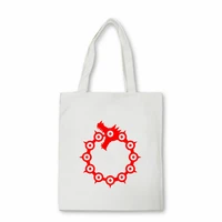 anime the seven deadly sins dragon print canvas bag nanatsu no taizai men shoulder bag wrath natural selection logo shopper bag
