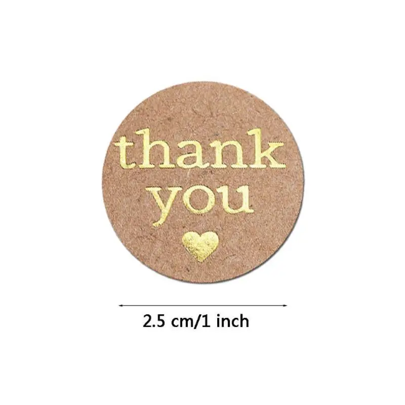 500 шт. спасибо фотоальбом с золотой фольгой Круглая этикетка для магазина ручной