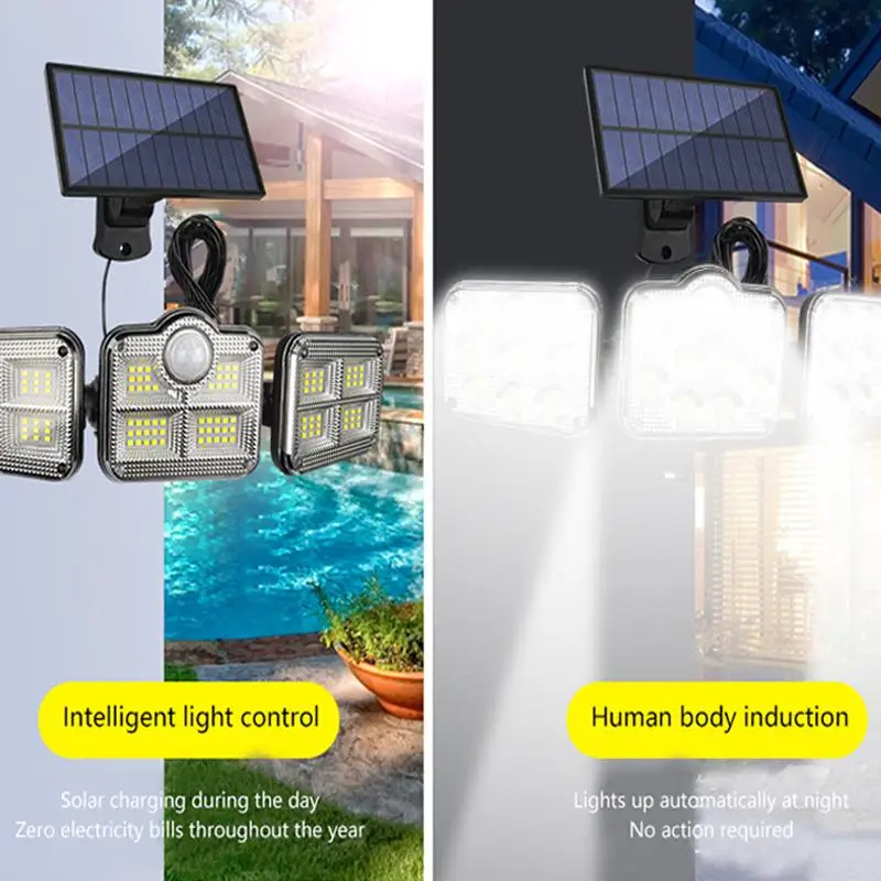 

Solar Lights Adjustable Heads Solar Lamp IP65 Waterproof Solar Motion Sensor Light Wide Angle Illumination Lighting for Garden
