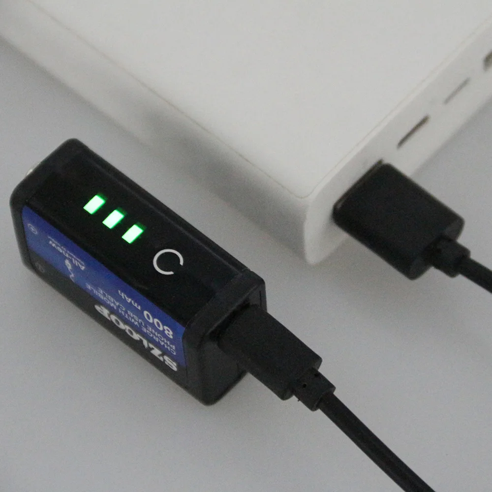Перезаряжаемый литий полимерный аккумулятор SZLOOP 9 в 800 мА/ч с USB для