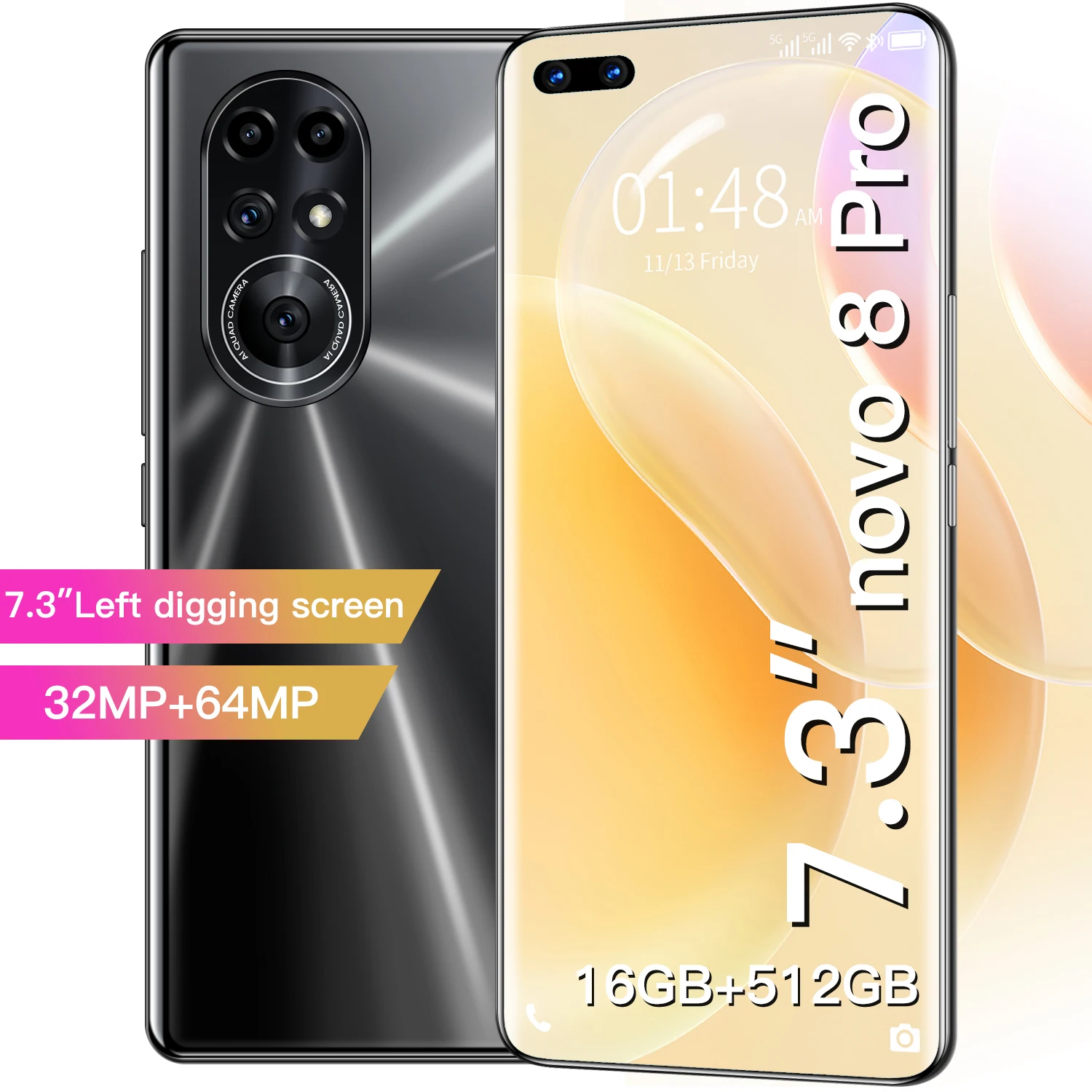 

Global Version Novo 8 Pro 7.3 Inch Smartphone Full Screen Octa Core 6800mAh 16GB 512GB 4G LTE 5G Network Mobile Phone