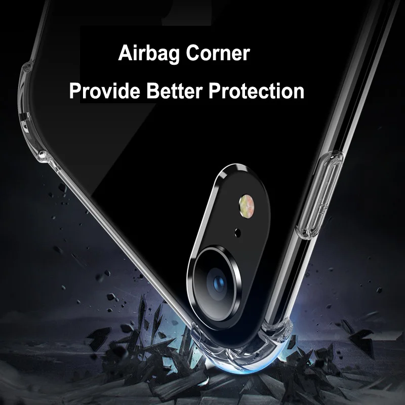 Чехол для iPhone X прозрачный противоударный силиконовый мягкий чехол 7 8 6 6S XS Max XR