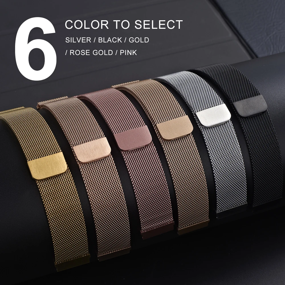 UEBN 22mm 20mm Milanese Loop Replacement Watch Band For Garmin Vivoactive 3 Samsung Gear S2 S3 Active 2 Sport strap watchbands
