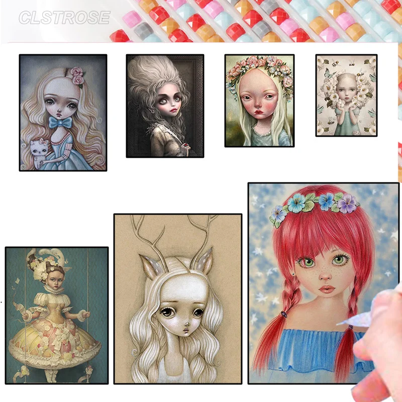 

Abstract Diamond Painting 5D Diy Weird Pink Hair Girl Home Decoration Whole Square & Round Embroidered Mosaic Cross Stitch Art