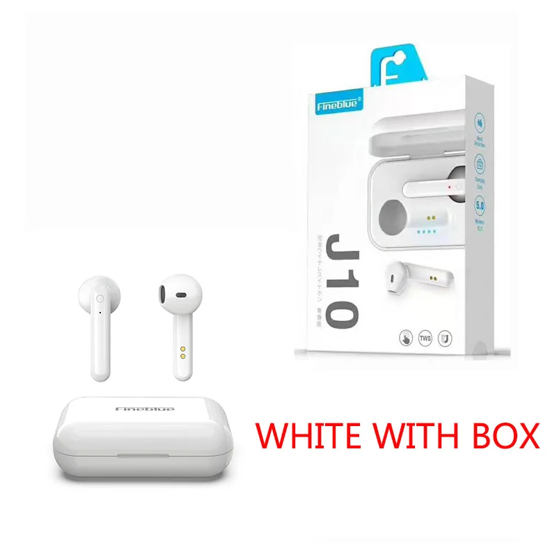 Fineblue TWS V5.0 Bluetooth наушники J10 мини Твин стерео микрофон истинные беспроводные наушники Смарт телефонная гарнитура Спортивная музыка или говорящая - Цвет: J10WHITEgift