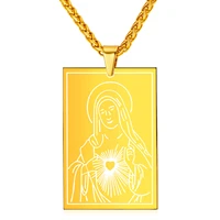 collare virgin mary necklaces pendants black gungold color stainless steel dog tag necklace mother mary heart jewelry p100