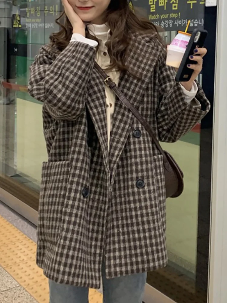 Женское шерстяное пальто Осень-зима 2021 стильное темпераментное Сетчатое