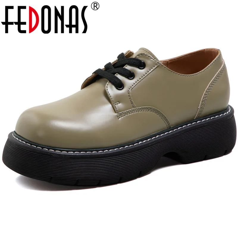 

FEDONAS Platform Women Fashion Quality Shoes Woman Lace Up Chunky Heels Pumps For Women Autumn Office Lady Party Women Shoes