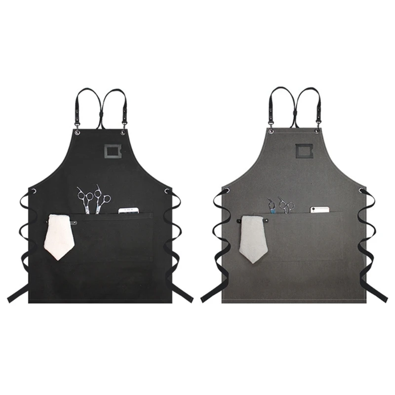 

Waterdrop Resistant Canvas Bib Chef Apron with Pockets Wood Craftsman Artisan Waiter Painting Work Clothes Apron