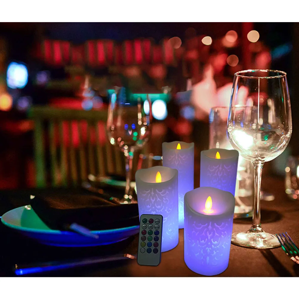 

LED Flameless Candles Color Changing Candles With 18-Key Remote Control Timer Electronic LED Candle Lights Wedding Decoration