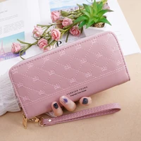2021 female new long leather clutch bag large capacity multi card women wallet rhomboid embroidered crown fashion ladies purse