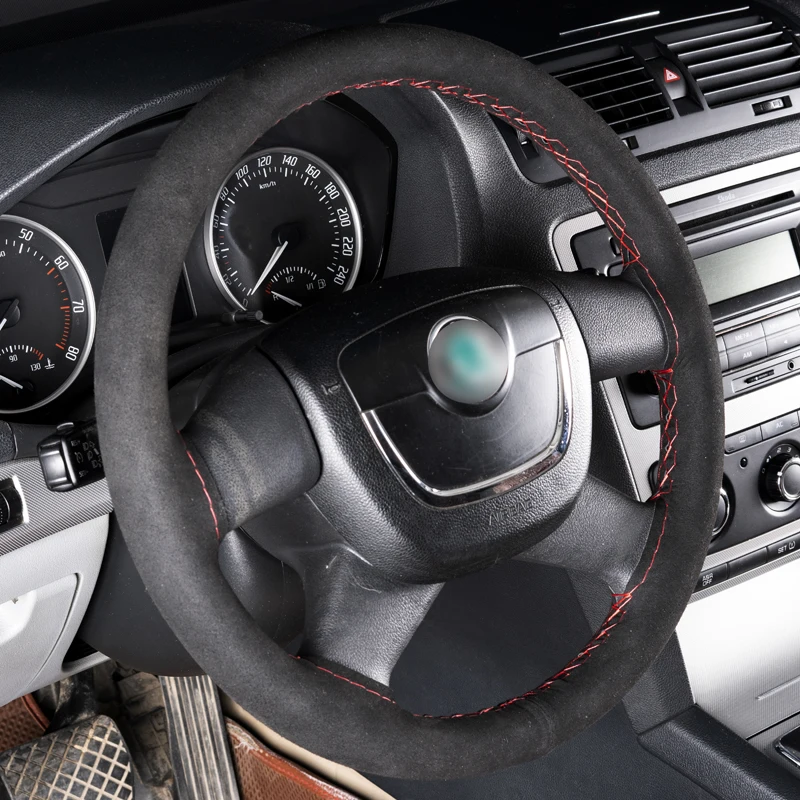 

Universal Steering Wheel Cover For Car Suede Braid On the Steering-wheel of Car Hand Sewing Steering Wheel Covers