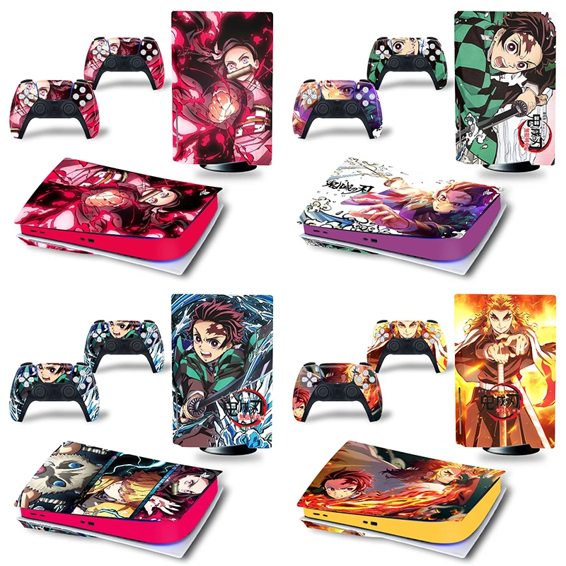 Anime Demon Slayer PS5 Disk Standard Disc Edition Skin Sticker Decal Cover for PlayStation 5 Console Controllers | Электроника