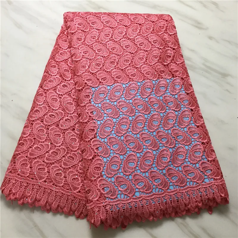

Madison High Quality African Tulle Guipure Cord Lace Fabric Latest Nigerian French Network Cord Lace Fabric Stones For Dress