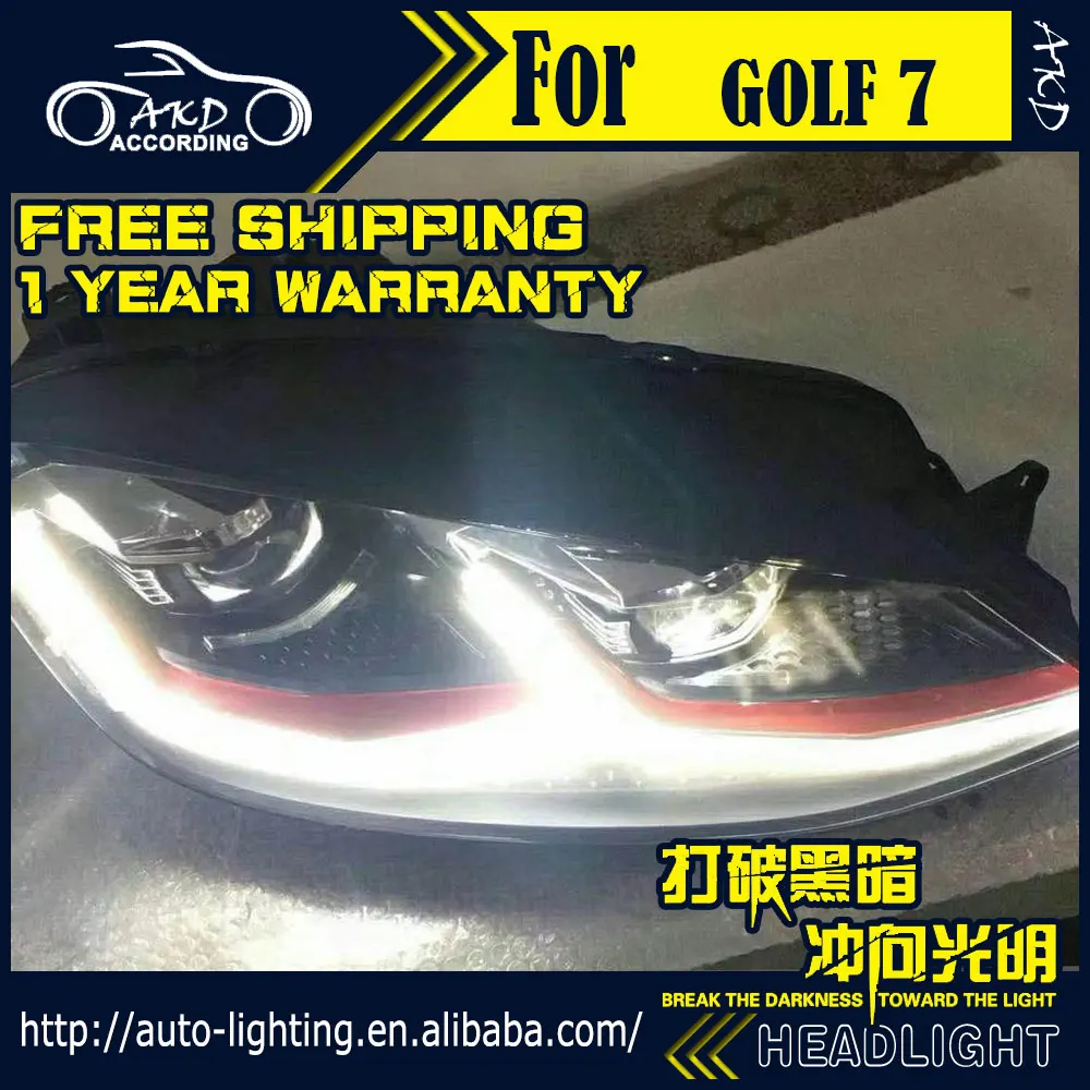 AKD автостайлинг фара для VW Golf 7 фары Golf7 обновление 5 светодиодный ная 2013 2017 DRL H7 D2H Hid
