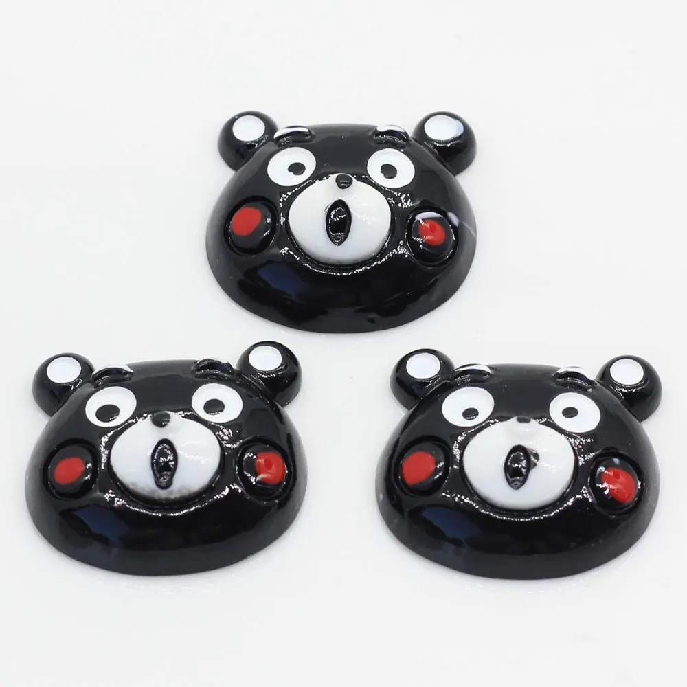 

20/50PCS Resin Cute Black Bear Flat Back Cabochons For Hair Bow Center Phone Decoration DIY Crafts