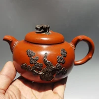 6chinese yixing zisha pottery hand carved pine needle pot welcome song red mud kettle teapot teapot pot tea maker