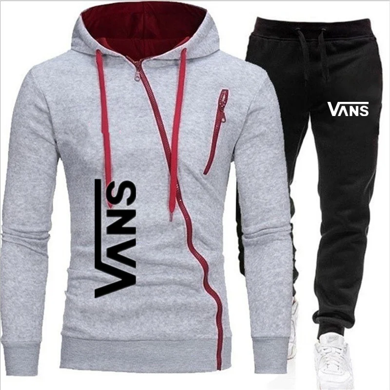 

2021New Men's Sets Zipper Hoodie+Pants Two Pieces Casual Tracksuit Male Sportswear Gym Brand Clothing Sweat Suit