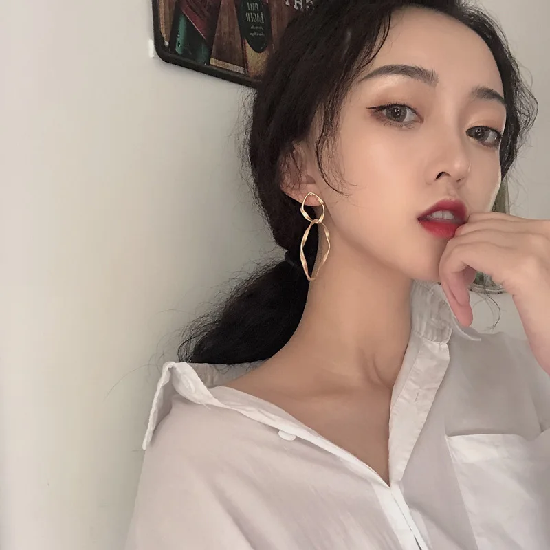 Модные крупные серьги 2019 большие геометрические для женщин Подвесные гвоздики