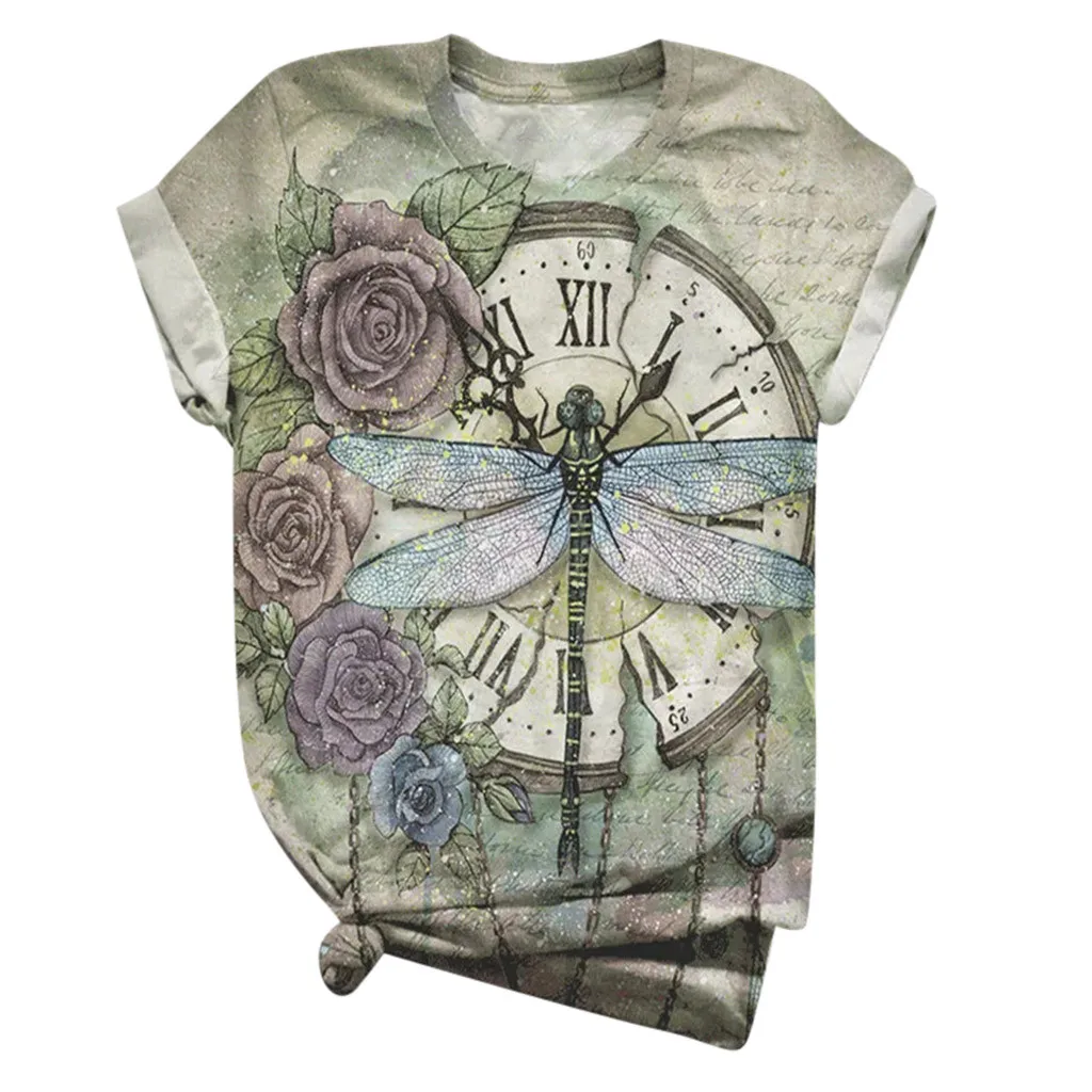 30 # Женские футболки размера плюс футболка с коротким рукавом 3D принт животными