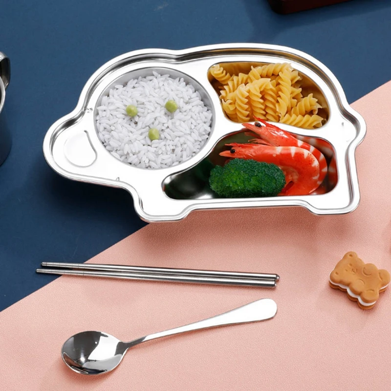 Разделенная тарелка из нержавеющей стали милый мультяшный обеденный поднос