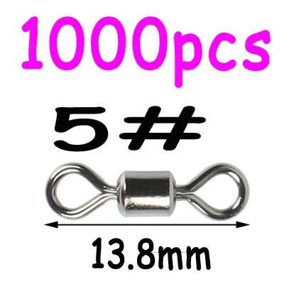 1000pcs size5 1000 шт 8 Форма медный Вращающийся шарнир для рыбалки поворотный оснастки двойное твердое кольцо рыболовные снасти для троллинга Джиги Крючки - Цвет: 1000pcs size5