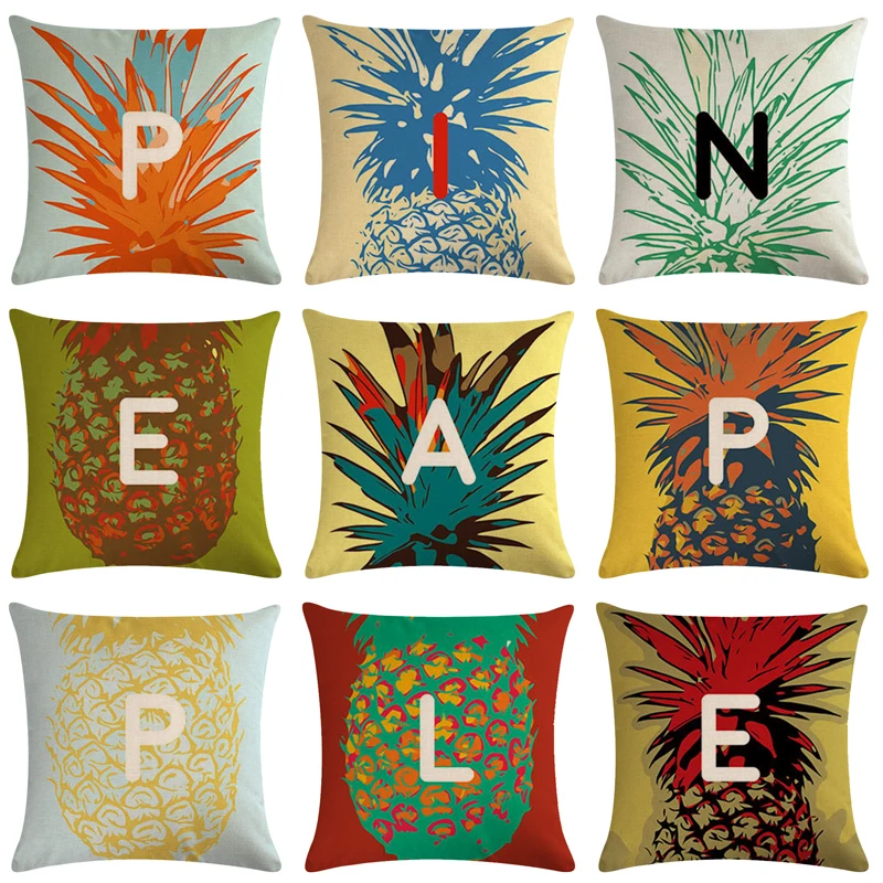 

Fruit Pineapple Hugging Pillow Case Letter Cushion Cover Sofa Bed Cushion Cover Home Decoration Decoration Pillow Case 45x45cm