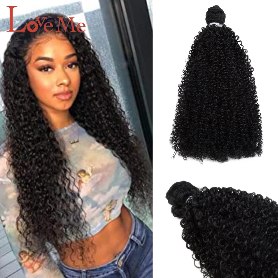 

LOVE ME Synthetic Kinky Curly Hair Extensions Weave Long Hair Synthetic Heat Resistant Blonde Weave Bundles for Black Women