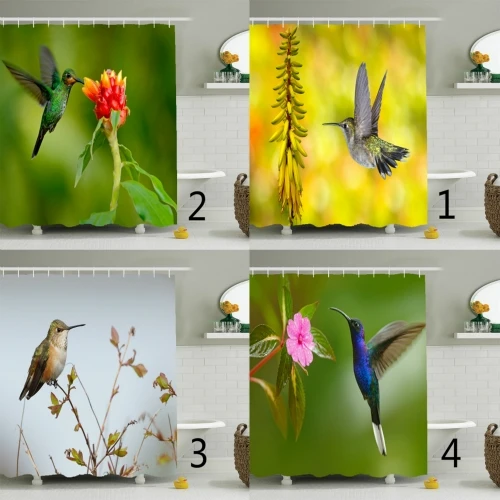 

Водонепроницаемые шторы для душа с колибри и цветами, шторы для обивки, подарки
