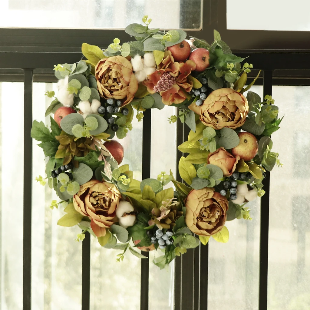 

Artificial Silk Peony Flower Wreath Door Wreath Wedding Xmas Decor