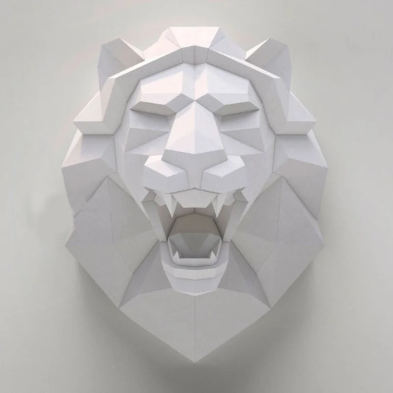 

Lion Head 3D Paper Model Animal Sculpture Lion Papercraft DIY Craft for Living Room Decoration Home Decor Bar Wall Art