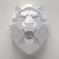 lion head 3d paper model animal sculpture lion papercraft diy craft for living room decoration home decor bar wall art
