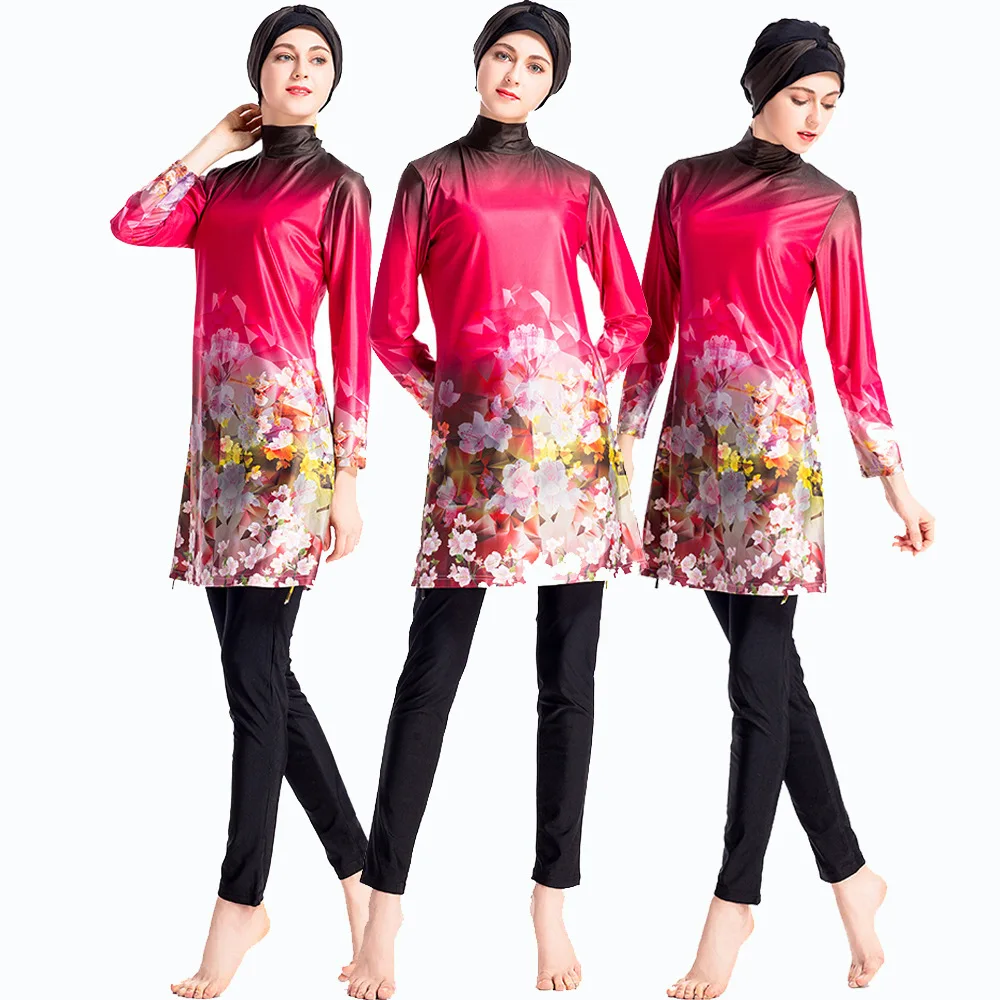 

Женский цветочный скромный Мусульманский купальник Burkini хиджаб мусульманский купальник мусульманский купальный костюм одежда для серфинг...